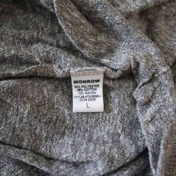 Monrow Women's Sz Large Gray Textured Tri-Blend Fitted L/S V-Neck Tee Shirt - Picture 6 of 7